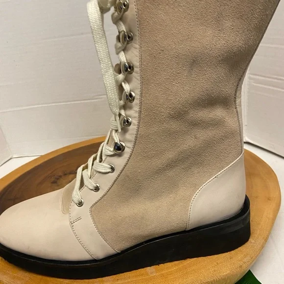 Maryam Nassir Zadeh lace Up Vanilla Leather Combat Boots
